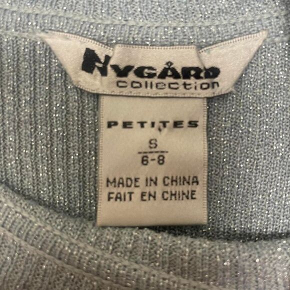 NWT Nygard Y2K Blue Ombré Sparkly Metallic Silk Blend Stretch Top Sz Small (6/8) - Picture 7 of 8